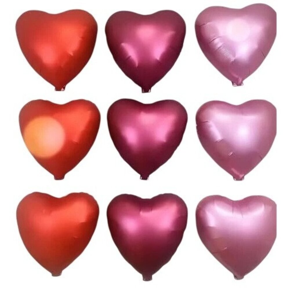 112 Pc Mylar Foil Heart Shaped Balloon Combo Pack 16", 18", 24" Multi Colors New